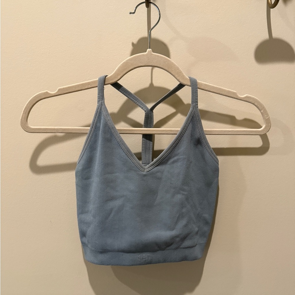 SET Active Sculptflex Ribbed V Cropped Bra in Light Blue